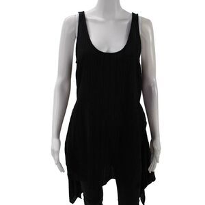 Anemone Womens Sleeveless Scoop Neck Side Slit Tie Front Top Black Medium